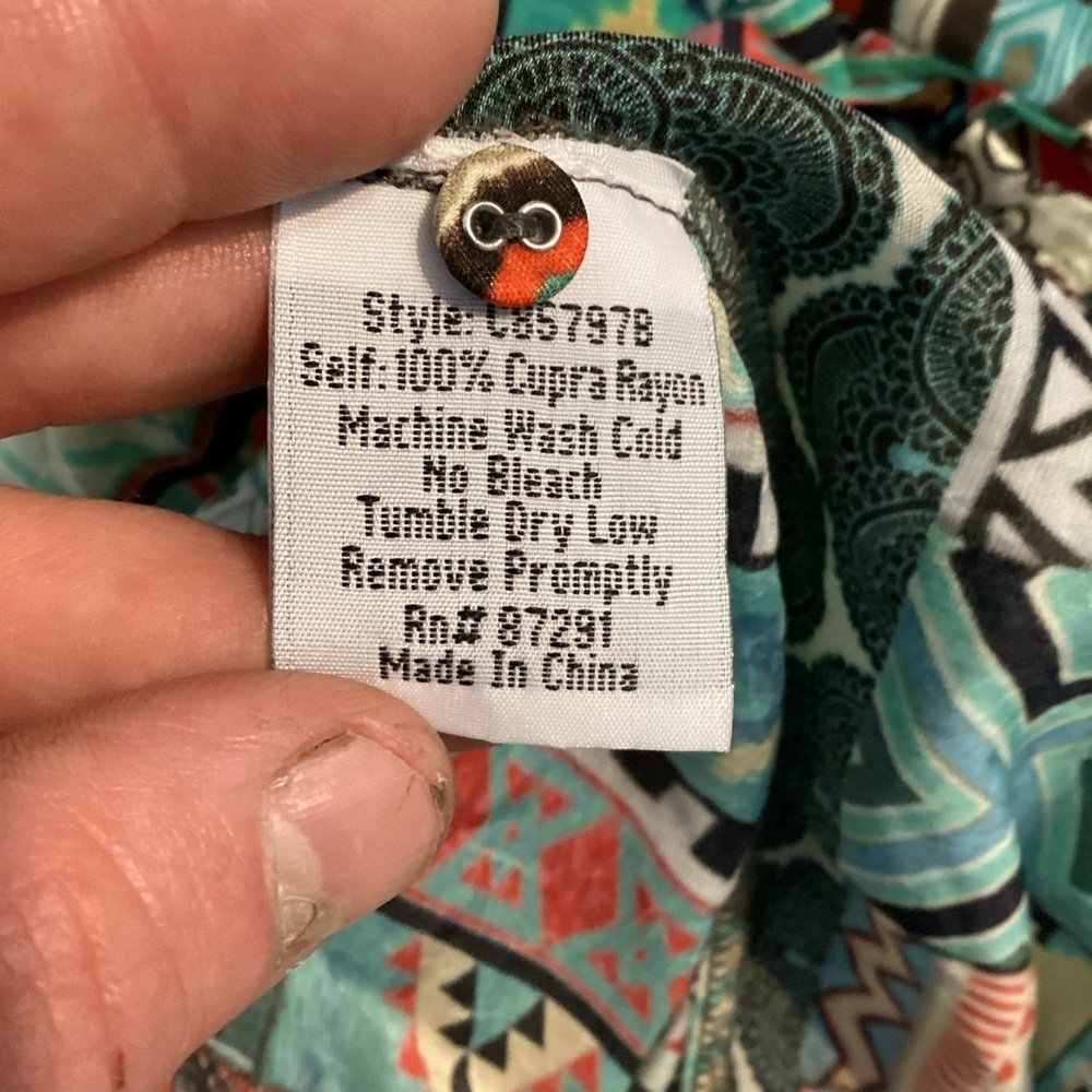 Johnny Was Multicolor Patchwork Tunic Top XL Boho - image 9